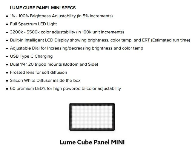 Lume Cube Panel Mini Led DSLR GoPro